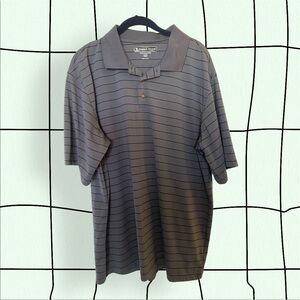 Men’s Grey Striped Pebble Beach Performance Polo, Size Extra Large